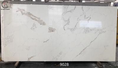 Kitchen Calacatta White Artificial Quartz Stone Countertop Slab