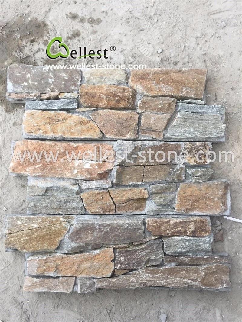 Burning Color Exterior Stone Veneer Wall Panels for Retaining Wall