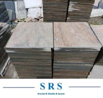Natural Stone Golden Sand Quartzite Slate Flooring for Paving/Outdoor Decoration