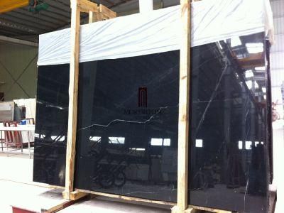 China Factory Bathroom Flooring Design Black Marble Stone Slab