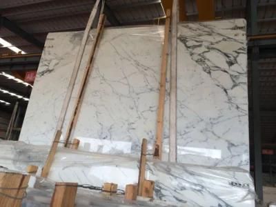 Wholesale Decoration Material Polished Calacatta Gold White Marble Slab
