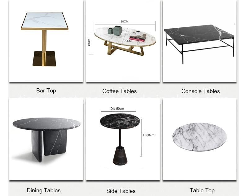 Modern Golden Metal Marble Coffee Side Table Customized