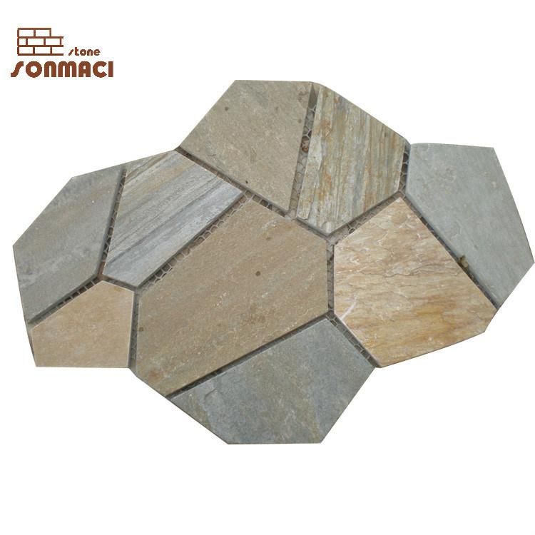 Rusty Color Flagstone Flooring Tile with Mesh