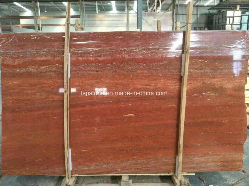 Polished Red Travertine Floor Tiles & Slabs