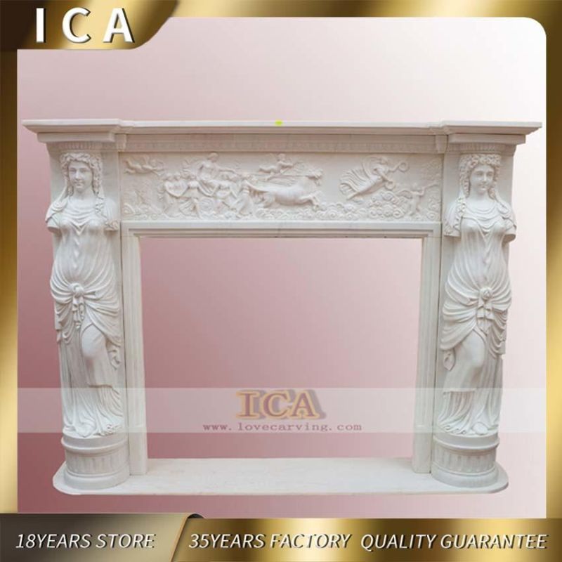Morden Style Decor Nature Stone White Marble Fireplace Surround