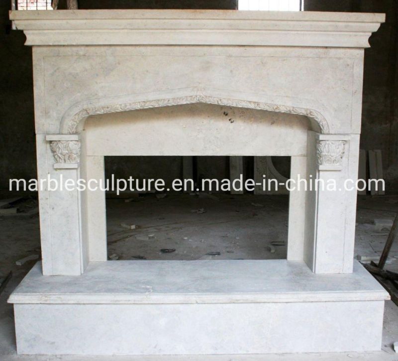 Simple Style Cheap Price Home Decoration White Marble Fireplace (SYMF-053)