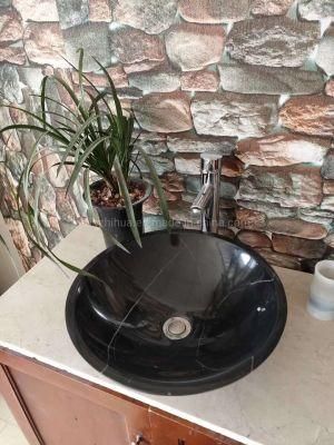High Quality Less Veins Nero Marquina Marble Stone Basin Sinks