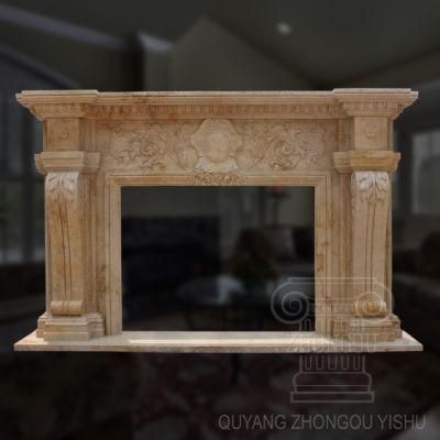 Great Quality Yellow Simple Classic Design Natural Marble Fireplace in 2018