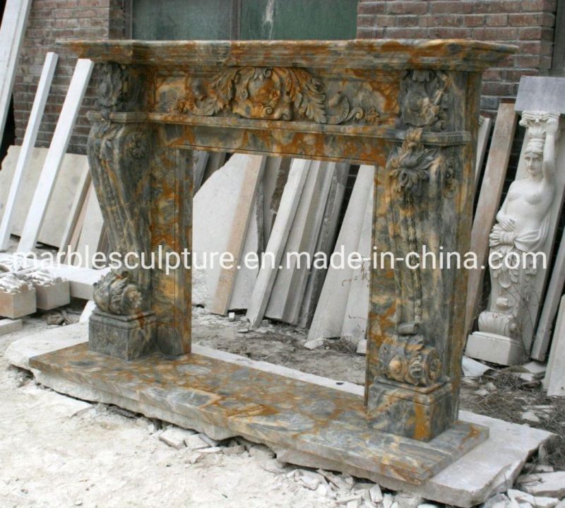 Natural Stone Carved Indoor Decorative Marble Fireplace (SYMF-150)