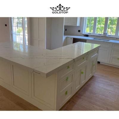 Expert Laza Polished/Honed/Leather Finish Calacatta White Slabs/Tiles Artificial Quartz for Kitchen Top Countertop