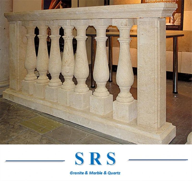 Natural Stone White Beige Marble Handrail Indoor Balusters Stairs for Villa