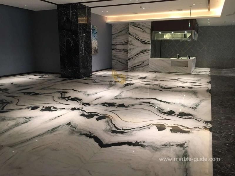 China Bookmatched Panda White Marble Tiles for Lobby/Wall/Flooring Design