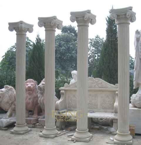 Natural Sunset Red Marble Roman Design Round Pillars Column for Entrance
