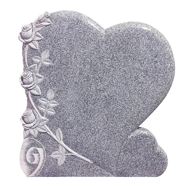 Good Price Portugal Style Heart Shape Granite Gravestone with Rose Carving