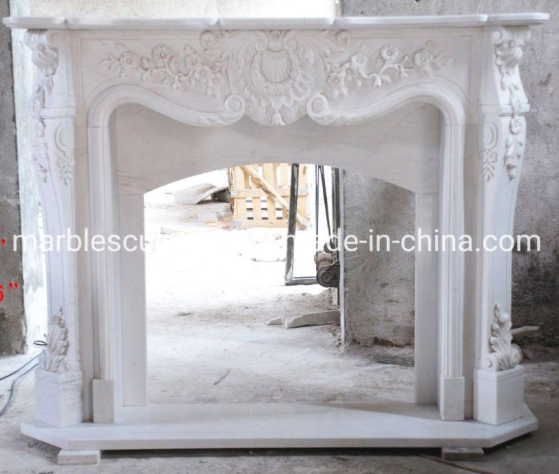 Custom Home Decorative European Style White Marble Fireplace (SYMF-161)