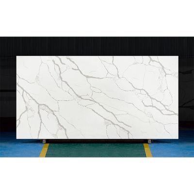Laza Style Solid Surface Artificial Calacatta Engineered Quartz Slab for Quartz Countertop Bathroom