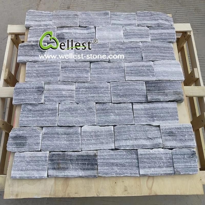 Thin Cloudy Gray Stone Veneer Castle Stone Wall Masonry Stone Veneer