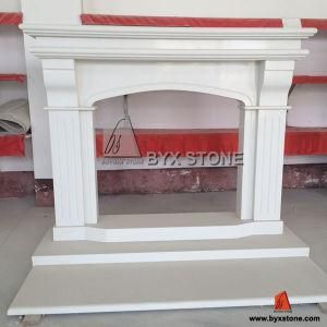 White Marble Fireplace Mantel for Home Decoration