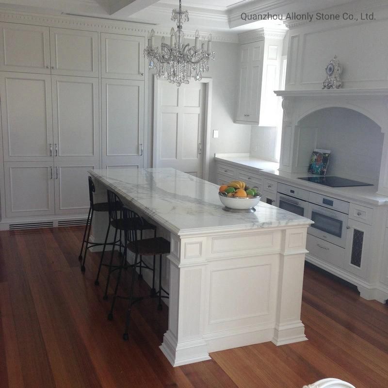 Wholesale Customized Kitchen Waterfall Island Calacatta White Countertop