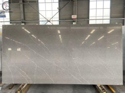 Grey Calacatta Quartz Stone Like a Mirror with White Beauutiful Veins