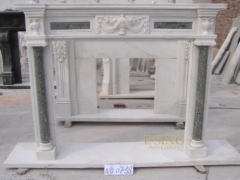Natural Mix Color Carved Marble Fireplace for Sale