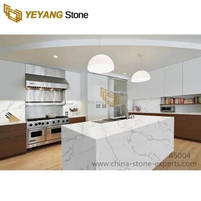 White Calacatta Quartz Slab Grey Veins for Kitchen Island/Bathroom/Background/Wall/Countertop