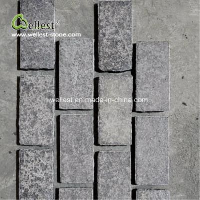 Interlock Black Basalt Meshed Cobblestone, Granite Cubestone Mats for Floor Paving
