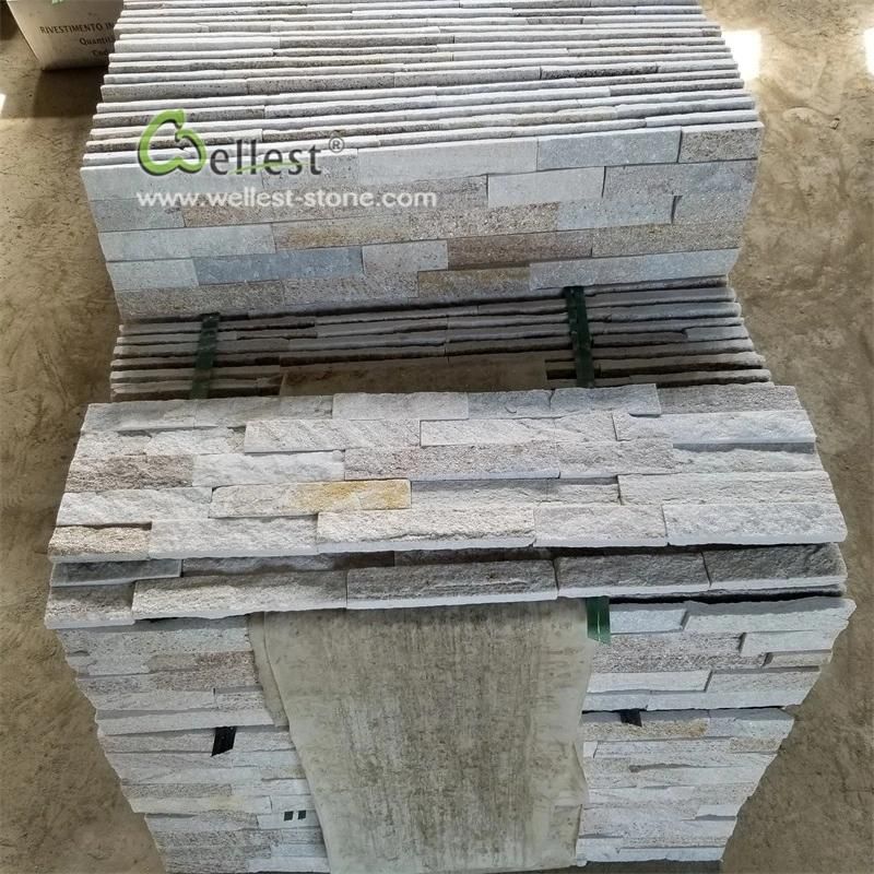 Golden Veins Quartzite Culture Stone, Wall Cladding Ledge Stone