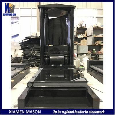 Indian Black Granite European Style Headstone with Modern Design