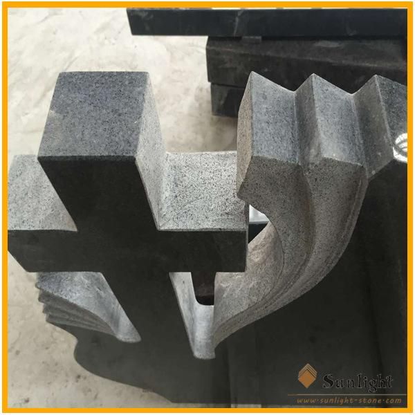 G654 Padang Dark Granite Cross/Heart Memorial Tombstone Monuments