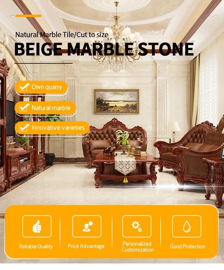 Yunfu Natural Cut to Size Beige Marble Stone Ultram Tiles Crema Ultraman Ottoman Tile Marble Tiles