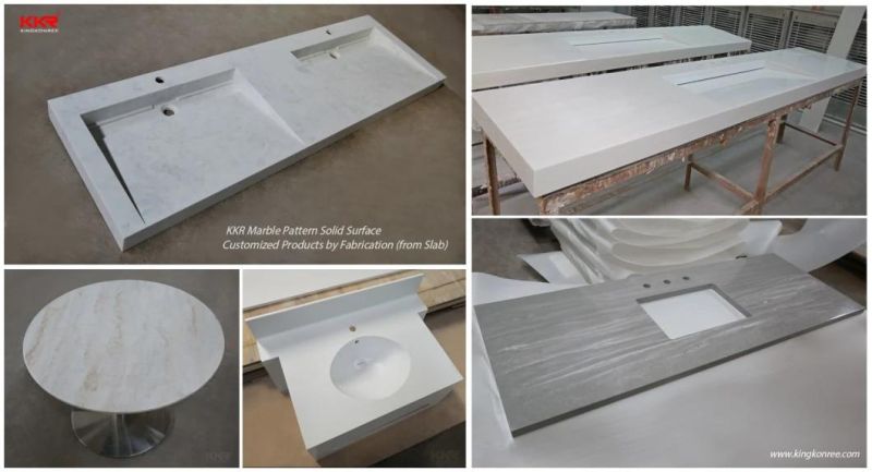 American Size in Customized Stone Artificial Calacatta Solid Surface with Black Veins Counter Tops Bathroom Vanity Top Countertops