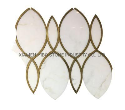 Luxury Calacatta Gold Watejet Mosaic Backsplash Wall Tile