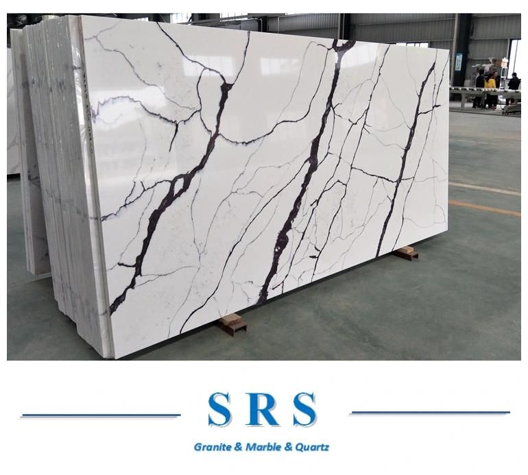 Artificial White Calacatta Sintered Stone Wholesale Price Artificial Calacatta Quartz Floor/Wall Cladding/Countertop