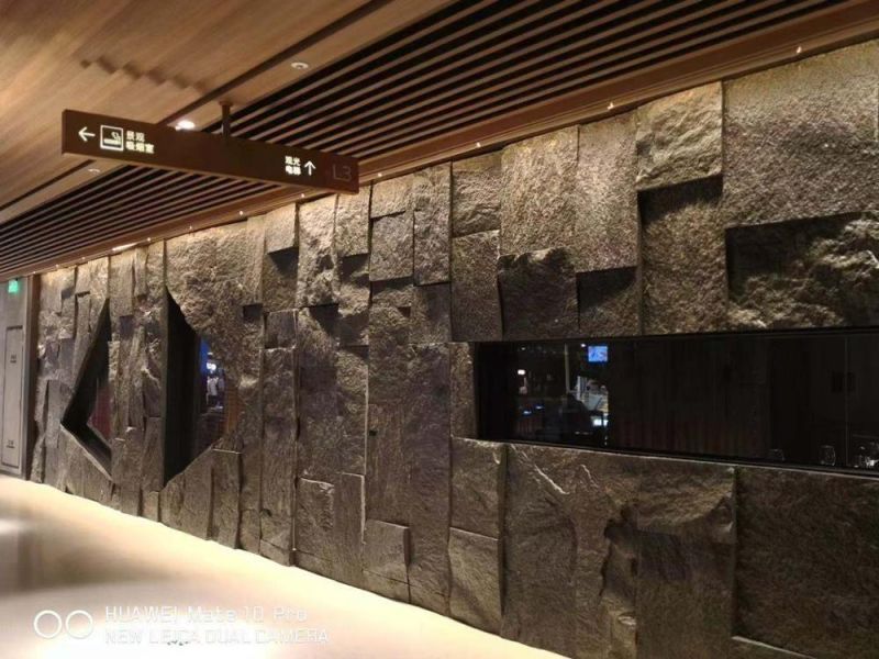 Natural Stone Tile Gardern Design Exterior Black Mushroom Granite Wall Cladding