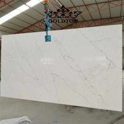 China Supplier Artificial Polished/Honed Solid Surface White/Black/Grey Calacatta Alasky Quartz Tiles for Kitchen/Bathroom Slab/Tile/Worktop