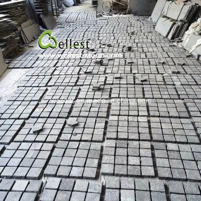 Flamed G684 Black Basalt Meshed Driveway Paving Stone