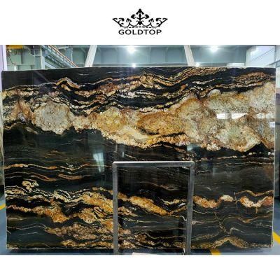 The High Grade Natural Stone Polished/ Honed Surface Bathroom/Kitchen /Living Room Countertop Black and Gold Vein Cosmic Gold Granite for Home
