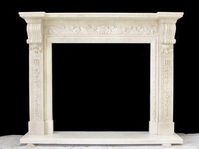 Villa Interior Decor Hand Carved Indoor White Marble Stone Fireplaces