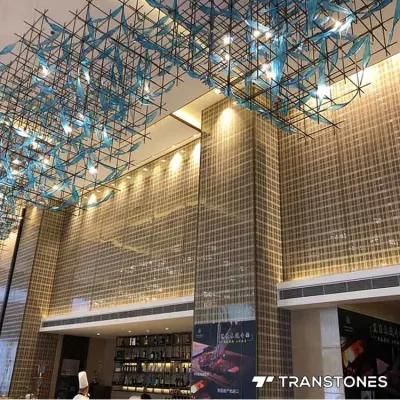 Dark Color Square Lattice 3D Resin Decorative Honeywood Wall Cladding Panel