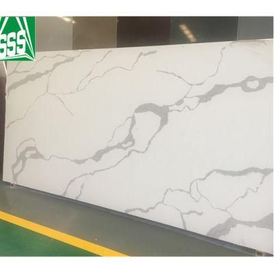 Solid Surface Calacatta White Quartz Slab for Interior Decor Artificial Stone Benchtop