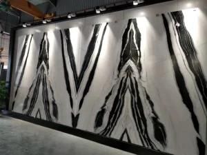 Open Book Panda Withe Marble Slab with Black Veins