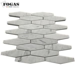 Big Long Hexagon Carrara White Bianco Marble Mosaic