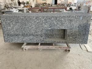 White Mist Water Wave Granite Prefab Kitchen Countertop