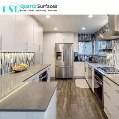 Crystal Grey Mirror Fleck Quartz Stone for Tiles and Countertops