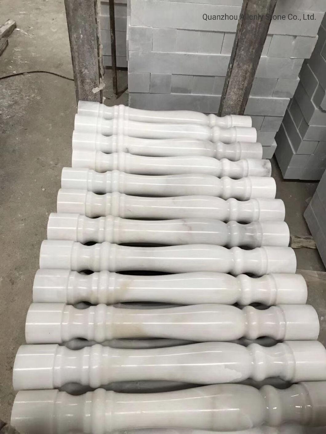 Customized Natural Stone White Marble Balcony Baluster with Stone Railing