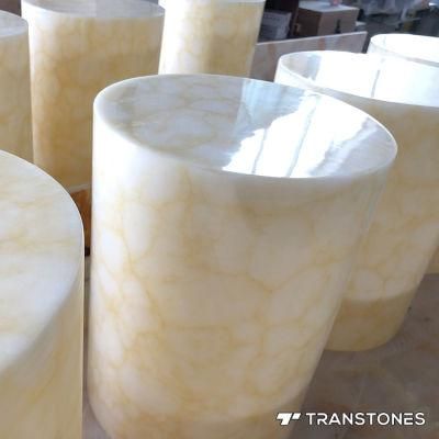 Polished Translucent Alabaster Sheet Customized Cylindrical Onyx Light Box