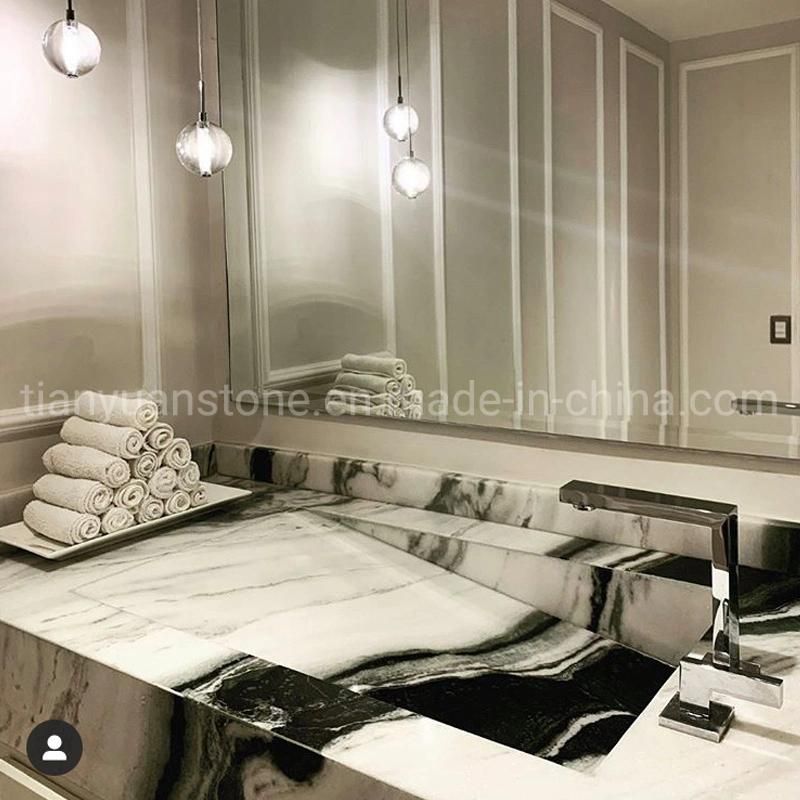 Panda White Marble Stair White Marble Bookmatch Slab Wall Shower Flooring