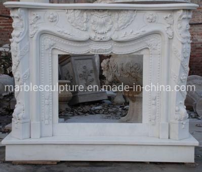 High Quality Popular White Marble Stone Fireplace (SYMF-231)