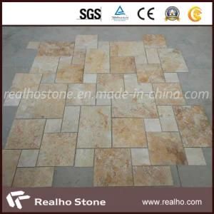 Roman French Pattern Pavers Tiles Brush Unfilled Cream Travertine